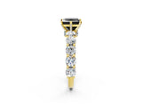 Yellow gold Fancy Black Princess Cut Diamond Side Stone Engagement Ring with Four-Prong Setting_26
