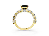 Yellow gold Fancy Black Princess Cut Diamond Side Stone Engagement Ring with Four-Prong Setting_27