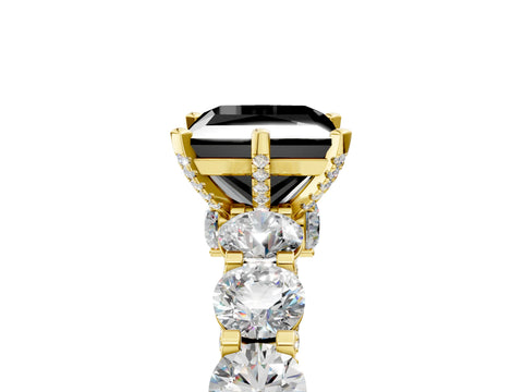 Yellow gold Fancy Black Princess Cut Diamond Side Stone Engagement Ring with Four-Prong Setting_29