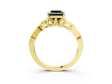 Yellow gold Fancy Black Princess Cut Diamond Solitaire Engagement Ring with Celtic Knot Band and Four-Prong Setting_3