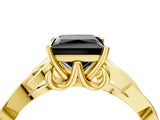Yellow gold Fancy Black Princess Cut Diamond Solitaire Engagement Ring with Celtic Knot Band and Four-Prong Setting_4