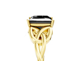 Yellow gold Fancy Black Princess Cut Diamond Solitaire Engagement Ring with Celtic Knot Band and Four-Prong Setting_5