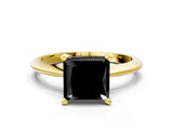 Yellow gold Fancy Black Princess Cut Diamond Solitaire Engagement Ring with Classic Band and Four-Prong Setting_12