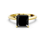 Yellow gold Fancy Black Princess Cut Diamond Solitaire Engagement Ring with Classic Band and Four-Prong Setting_36