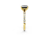 Yellow gold Fancy Black Princess Cut Diamond Solitaire Engagement Ring with Pavé Band and Prong Setting_2