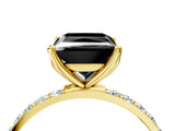 Yellow gold Fancy Black Princess Cut Diamond Solitaire Engagement Ring with Pavé Band and Prong Setting_4
