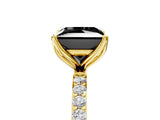 Yellow gold Fancy Black Princess Cut Diamond Solitaire Engagement Ring with Pavé Band and Prong Setting_5