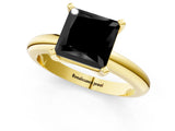 Yellow gold Fancy Black Princess Cut Diamond Solitaire Engagement Ring with Round Band and Four-Prong Setting_85