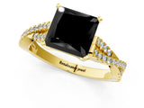 Yellow gold Fancy Black Princess Cut Diamond Solitaire Engagement Ring with Twisted Pavé Band and Four-Prong Setting_25