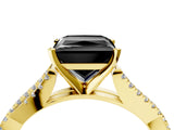 Yellow gold Fancy Black Princess Cut Diamond Solitaire Engagement Ring with Twisted Pavé Band and Four-Prong Setting_28