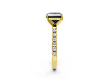 Yellow gold Fancy Black Princess Cut Diamond Solitaire Pavé Band with Four-Prong Setting_2