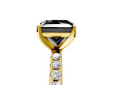 Yellow gold Fancy Black Princess Cut Diamond Solitaire Pavé Band with Four-Prong Setting_5