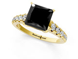 Yellow gold Fancy Black Princess Cut Diamond Solitaire Ring with Cathedral Setting and Pavé Band_1