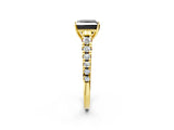 Yellow gold Fancy Black Princess Cut Diamond Solitaire Ring with Cathedral Setting and Pavé Band_2