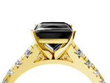 Yellow gold Fancy Black Princess Cut Diamond Solitaire Ring with Cathedral Setting and Pavé Band_4