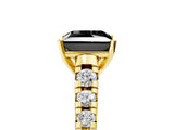 Yellow gold Fancy Black Princess Cut Diamond Solitaire Ring with Cathedral Setting and Pavé Band_5