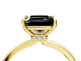 Yellow gold Fancy Black Princess Cut Diamond Solitaire Ring with Classic Band and Four-Prong Setting_4