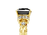 Yellow gold Fancy Black Princess Cut Diamond Solitaire Ring with Filigree Band and Four-Prong Setting_5
