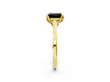 Yellow gold Fancy Black Princess Cut Diamond Solitaire Ring with Flower Prong Setting and Classic Band_14