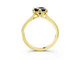 Yellow gold Fancy Black Princess Cut Diamond Solitaire Ring with Flower Prong Setting and Classic Band_15
