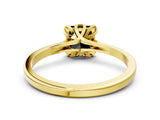 Yellow gold Fancy Black Princess Cut Diamond Solitaire Ring with Flower Prong Setting and Classic Band_36