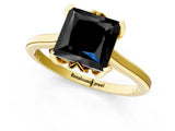 Yellow gold Fancy Black Princess Cut Diamond Solitaire Ring with Flower Prong Setting and Classic Band_37