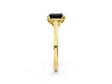 Yellow gold Fancy Black Princess Cut Diamond Solitaire Ring with Flower Prong Setting and Classic Band_38