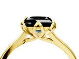 Yellow gold Fancy Black Princess Cut Diamond Solitaire Ring with Flower Prong Setting and Classic Band_40
