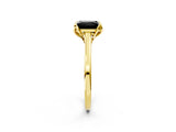 Yellow gold Fancy Black Princess Cut Diamond Solitaire Ring with Flower Prong Setting and Classic Band_62