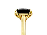 Yellow gold Fancy Black Princess Cut Diamond Solitaire Ring with Flower Prong Setting and Classic Band_65