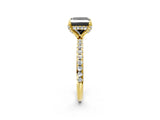 Yellow gold Fancy Black Princess Cut Diamond Solitaire Ring with Four-Prong Setting and Pavé Band_5