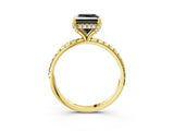 Yellow gold Fancy Black Princess Cut Diamond Solitaire Ring with Four-Prong Setting and Pavé Band_6