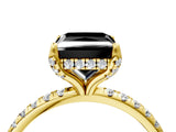Yellow gold Fancy Black Princess Cut Diamond Solitaire Ring with Four-Prong Setting and Pavé Band_7