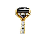 Yellow gold Fancy Black Princess Cut Diamond Solitaire Ring with Four-Prong Setting and Pavé Band_8