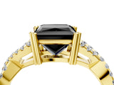 Yellow gold Fancy Black Princess Cut Diamond Solitaire Ring with Four-Prong Setting and Twisted Pavé Band_4