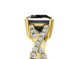 Yellow gold Fancy Black Princess Cut Diamond Solitaire Ring with Four-Prong Setting and Twisted Pavé Band_5