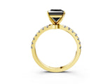 Yellow gold Fancy Black Princess Cut Diamond Solitaire Ring with Pavé Accents and Four-Prong Setting_3