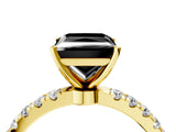 Yellow gold Fancy Black Princess Cut Diamond Solitaire Ring with Pavé Accents and Four-Prong Setting_4