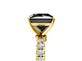 Yellow gold Fancy Black Princess Cut Diamond Solitaire Ring with Pavé Accents and Four-Prong Setting_5