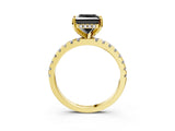 Yellow gold Fancy Black Princess Cut Diamond Solitaire Ring with Pavé Band and Four-Prong Setting_15