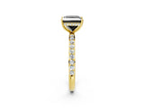 Yellow gold Fancy Black Princess Cut Diamond Solitaire Ring with Pavé Band and Hidden Halo_14