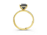 Yellow gold Fancy Black Princess Cut Diamond Solitaire Ring with Pavé Band and Hidden Halo_15
