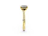 Yellow gold Fancy Black Princess Cut Diamond Solitaire Ring with Pavé Band and Prong Setting_14
