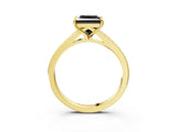Yellow gold Fancy Black Princess Cut Diamond Solitaire Ring with Pavé Band and Prong Setting_15