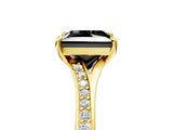 Yellow gold Fancy Black Princess Cut Diamond Solitaire Ring with Pavé Band and Prong Setting_17
