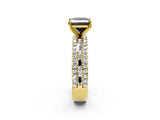 Yellow gold Fancy Black Princess Cut Diamond Solitaire Ring with Pavé and Channel Set Band_2