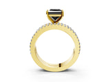 Yellow gold Fancy Black Princess Cut Diamond Solitaire Ring with Pavé and Channel Set Band_3
