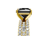 Yellow gold Fancy Black Princess Cut Diamond Solitaire Ring with Pavé and Channel Set Band_5