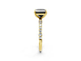 Yellow gold Fancy Black Princess Cut Diamond Solitaire Ring with Pave Band and Four Prong Setting_14