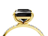 Yellow gold Fancy Black Princess Cut Diamond Solitaire Ring with Pave Band and Four Prong Setting_16
